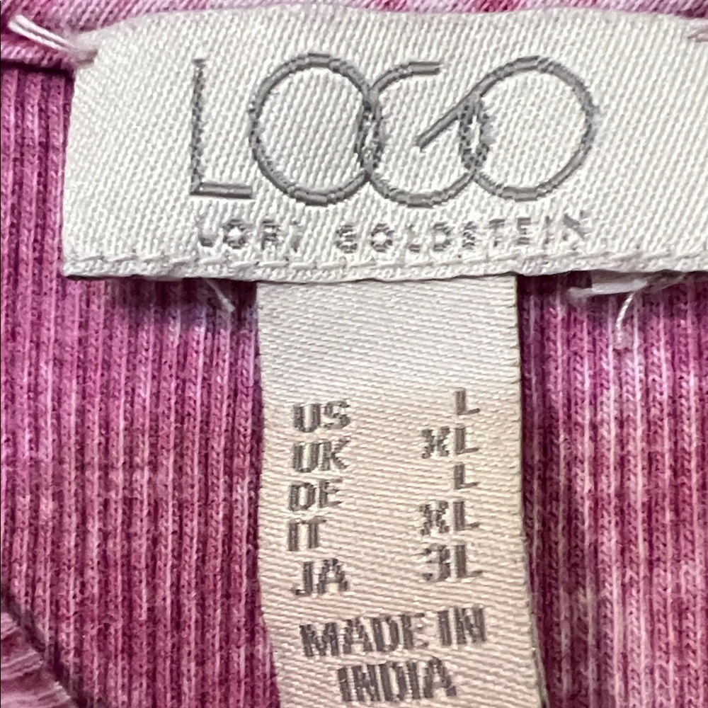 LOGO by Lori Goldstein Pink Acid Wash Tunic size Large - Picture 2 of 2